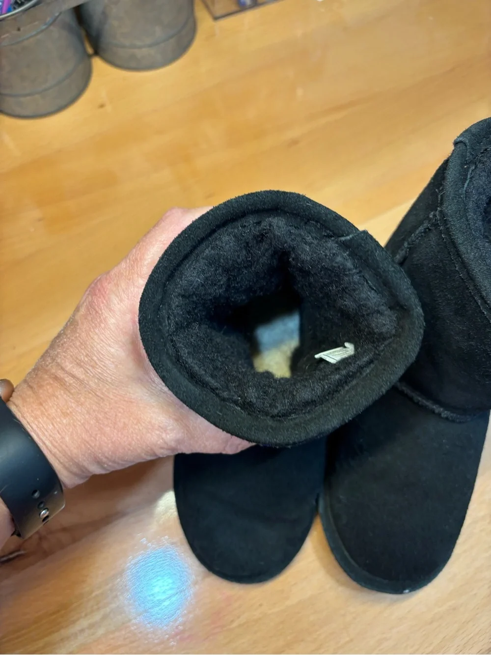Classic Black Suede Shearling Winter Boots